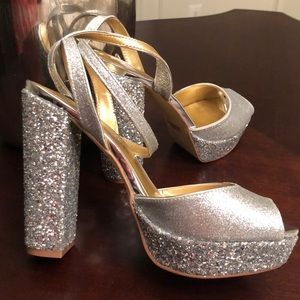 Mack & James Badgley Miscka 8.5 Silver Platforms